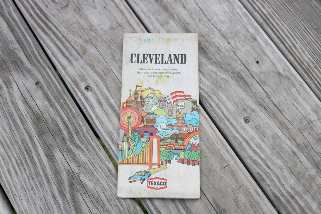 Vintage Cleveland road map from 1972 Texaco