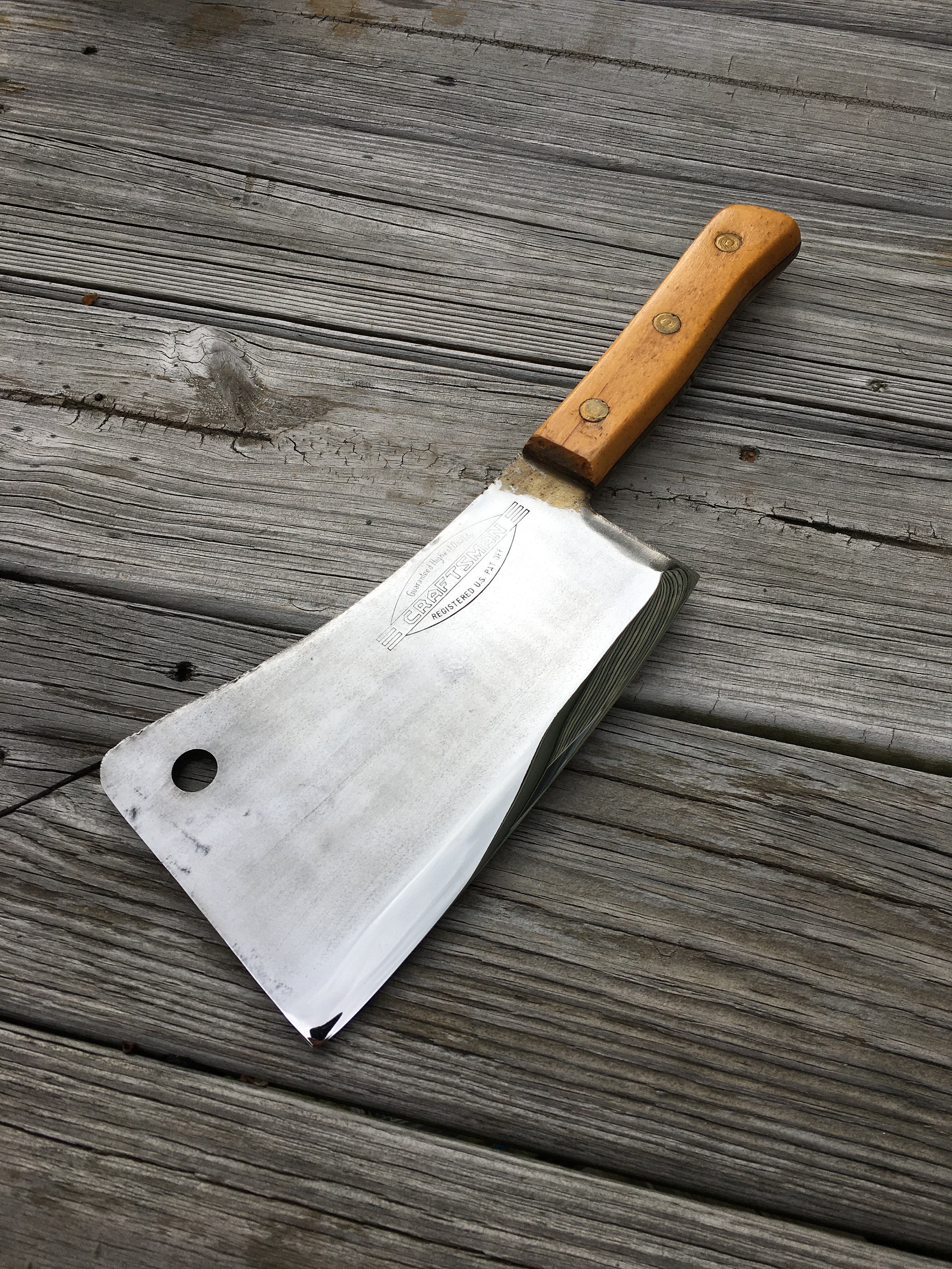 Vintage Craftsman Meat Cleaver with leather sheath