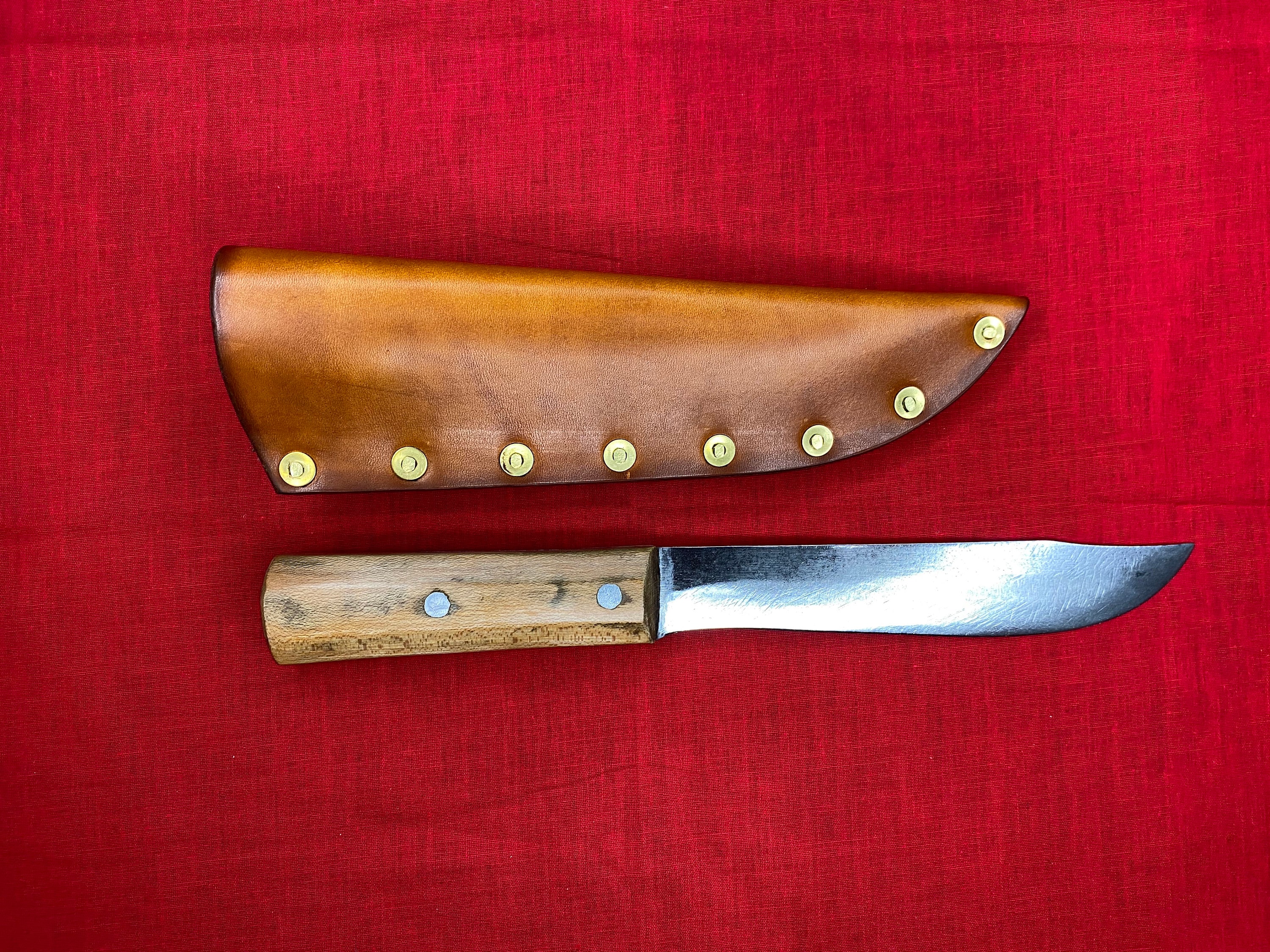 Vintage Bushcraft knife with leather sheath