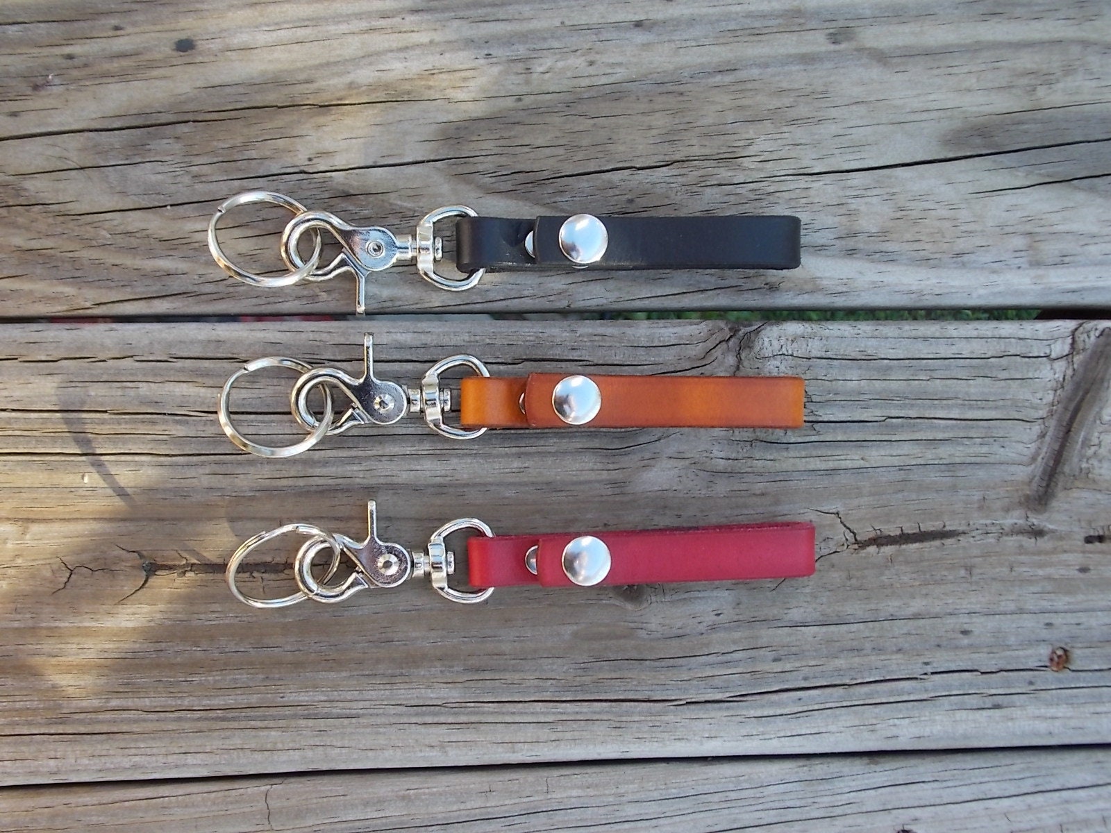 Handmade leather keychain with heavy duty swivel snap and key ring