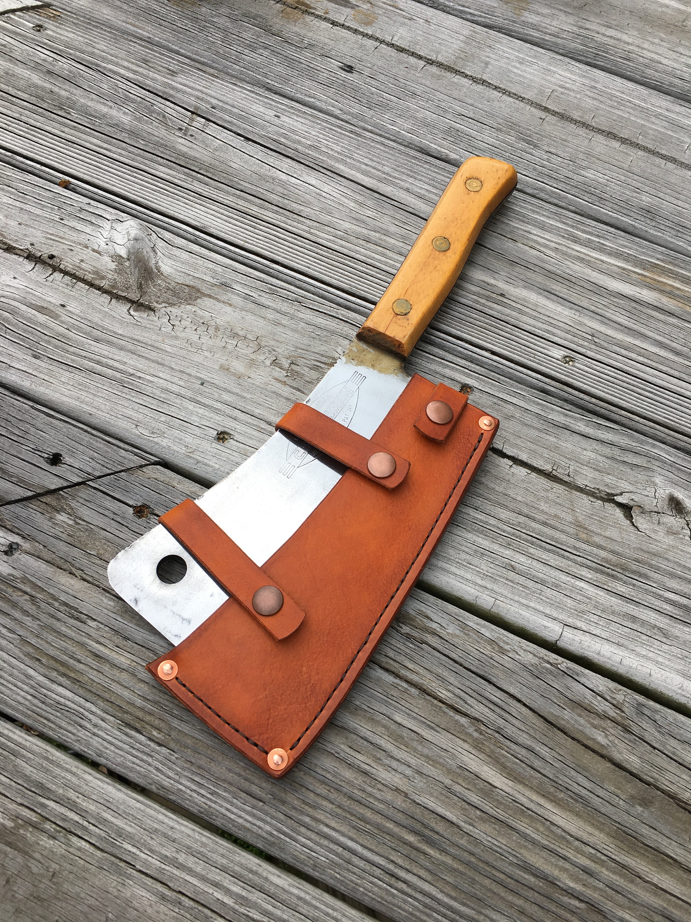 Vintage Craftsman Meat Cleaver with leather sheath