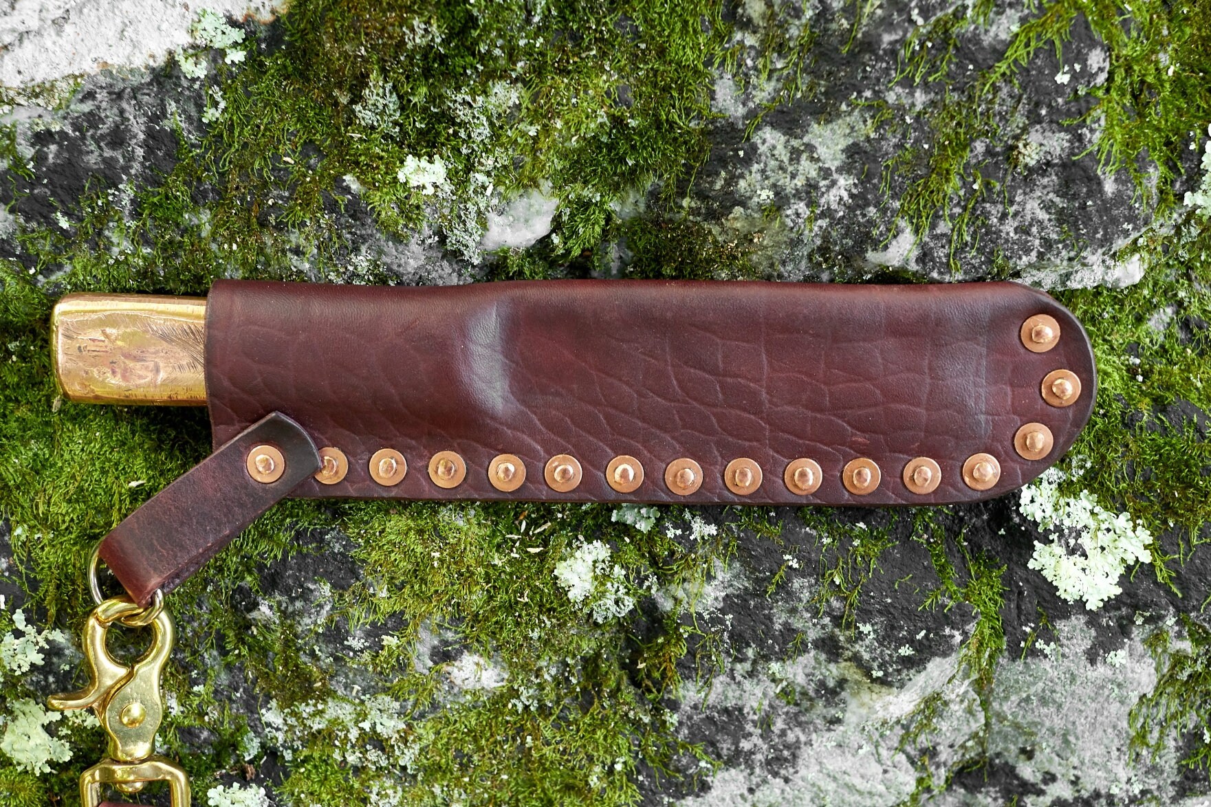 Vintage handmade rigging knife with brass and copper handle and