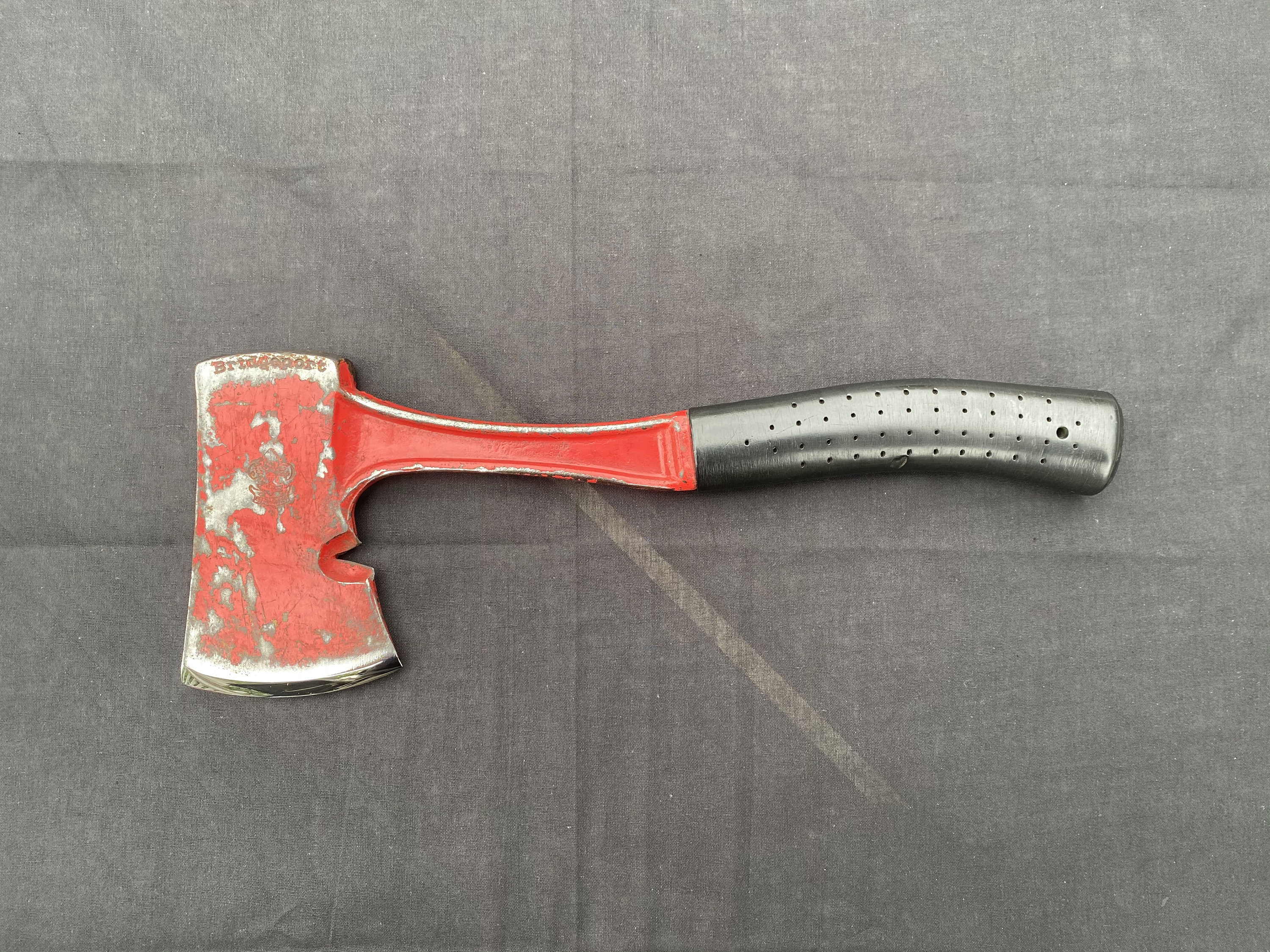 Vintage Bridgeport Boy Scout hatchet with handmade leather sheath