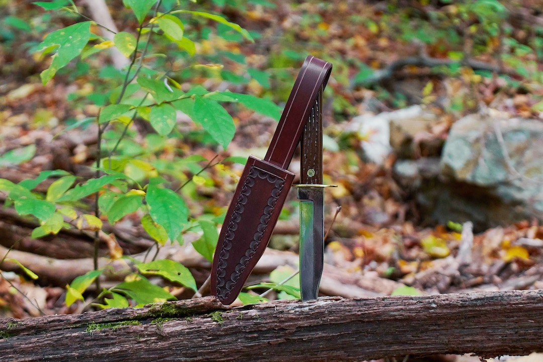 Vintage Hammer Brand Fixed Blade Knife With Handmade Leather Sheath 
