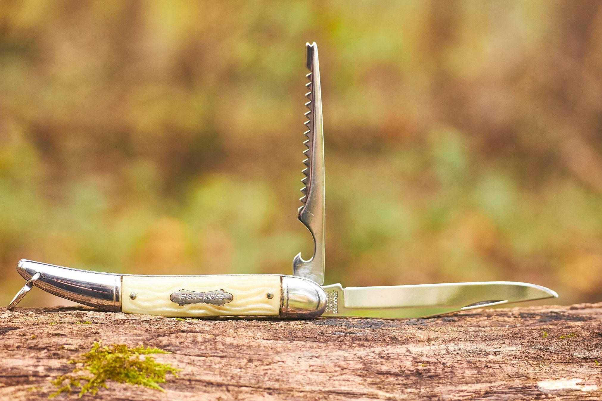 Vintage Pocket knife Colonial Fish knife glow in the dark vintage