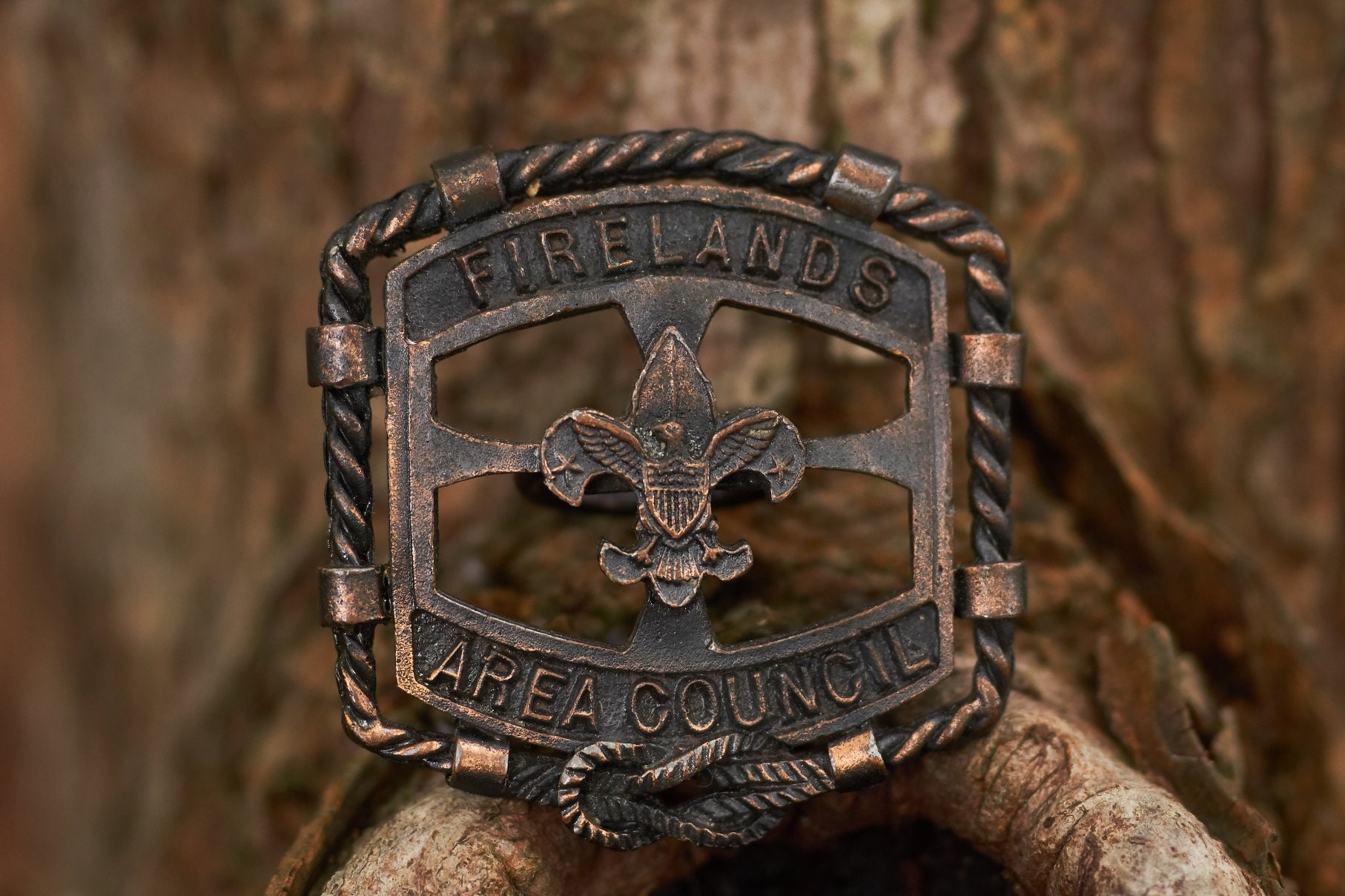 Vintage Boy Scouts of America neckerchief slide from Firelands Area Council