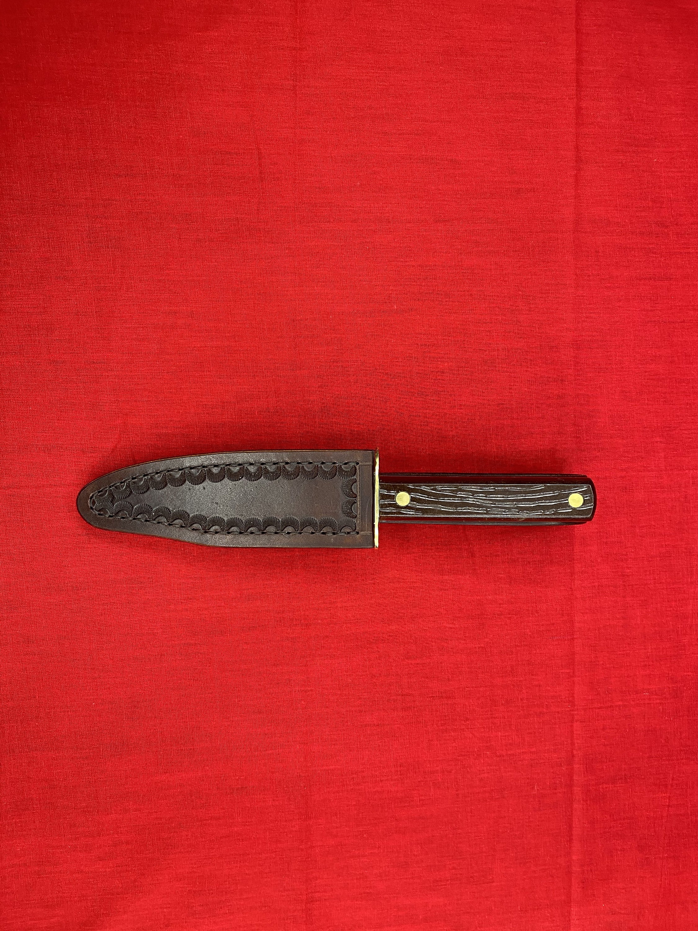 Vintage Hammer Brand Fixed Blade knife with handmade leather sheath