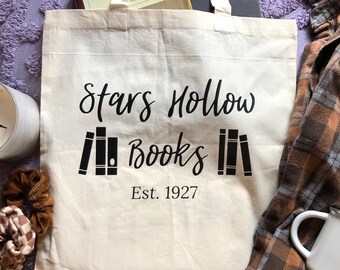 Stars Hollow Books Tote Bag, Book Lover Gift, Gifts for Readers, Book Lover Tote Bag, Library Bag, Reusable Bag, Book Bag