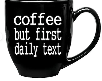 Vinyl Mug Decals- Coffee but first daily text - JW Mugs- Vinyl Stickers- Pioneer Gift- Vinyl Letters- Water Bottle Stickers- JW Gifts