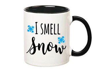 I Smell Snow Vinyl Decal – Winter Mug Sticker, Custom Colors (3x2.7 inches)