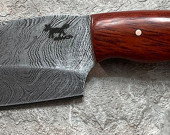 Laughing Coyote Knives Large Damascus Skinner (Rosewood 2023)