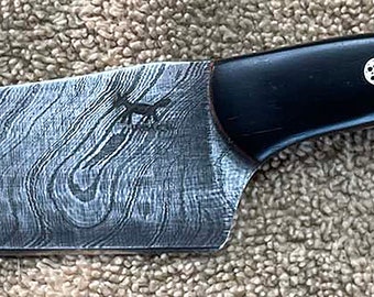 Laughing Coyote Knives Damascus Scary Thing (Black Richlite 2023)