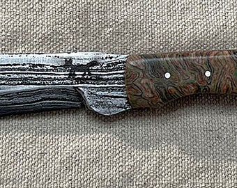 Laughing Coyote Knives Large Damascus Crazy Scalpel (Crazy Fiber 2023)