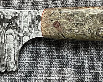 Laughing Coyote Knives Small Damascus Utility (Crazy Fiber 2023)