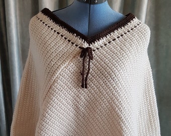 Adult poncho crocheted by hand