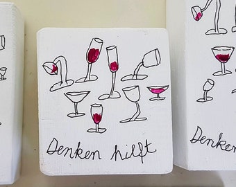 Drawing 'Thinking helps', motif 'vino'