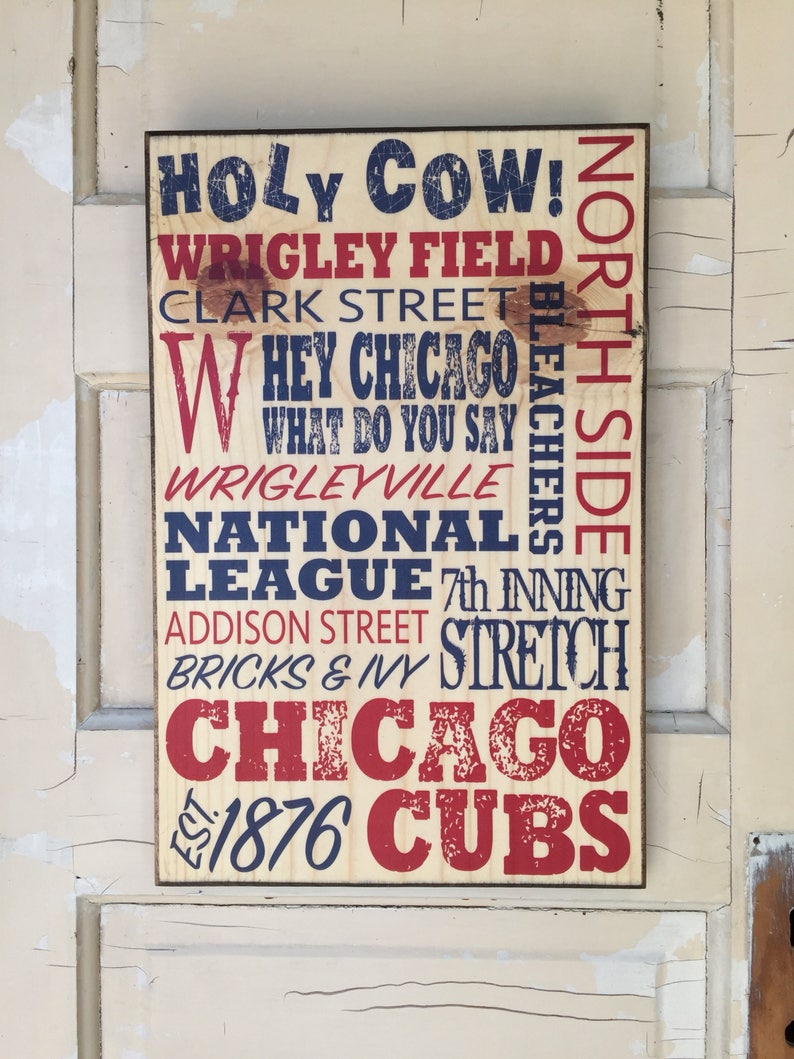 Chicago Cubs Sign On Wood Gift For Dad Baseball