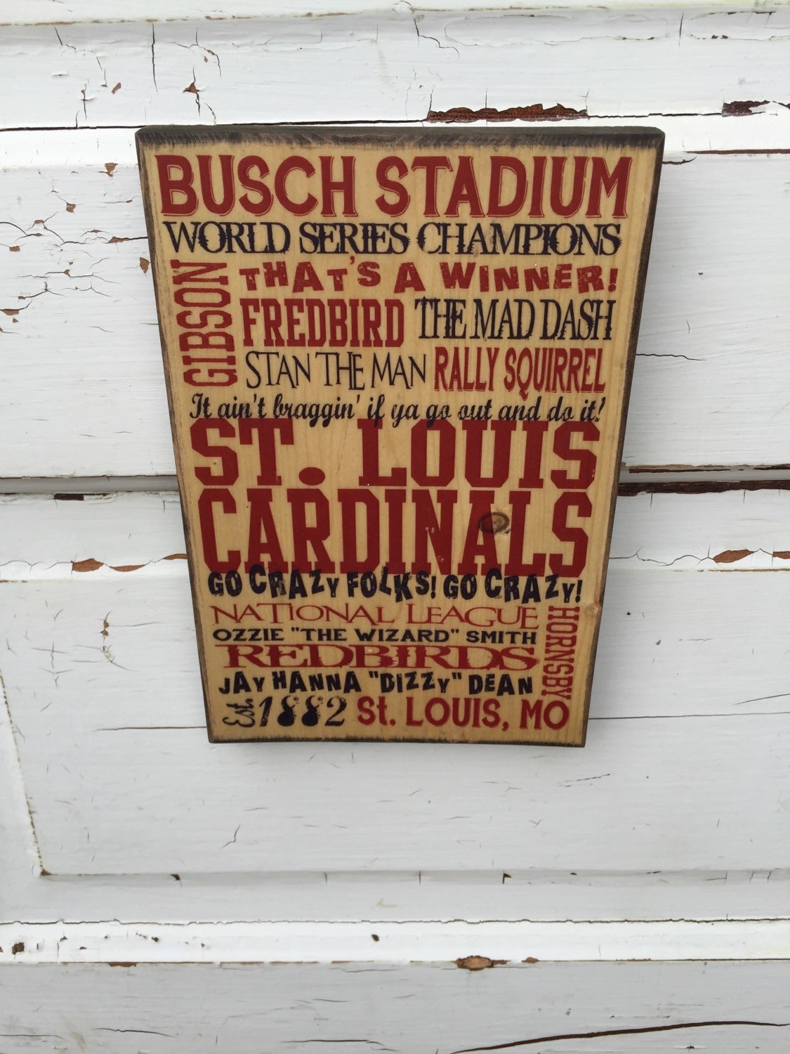 St Louis Cardinals Baseball Print on Wood, Cardinals ...