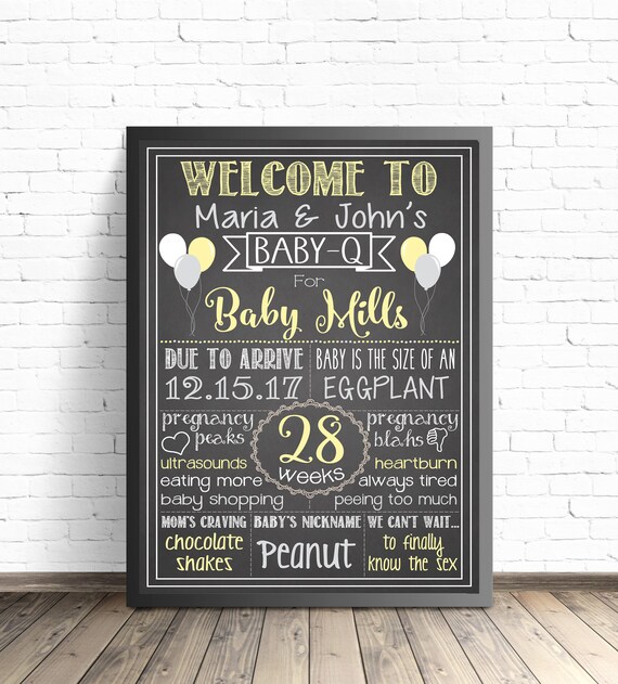 Baby Q Decorations Baby Shower Chalkboard Sign Baby Shower Etsy