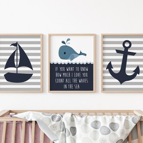 Nautical Nursery Wall Art Nautical Nursery Decor Nautical Etsy