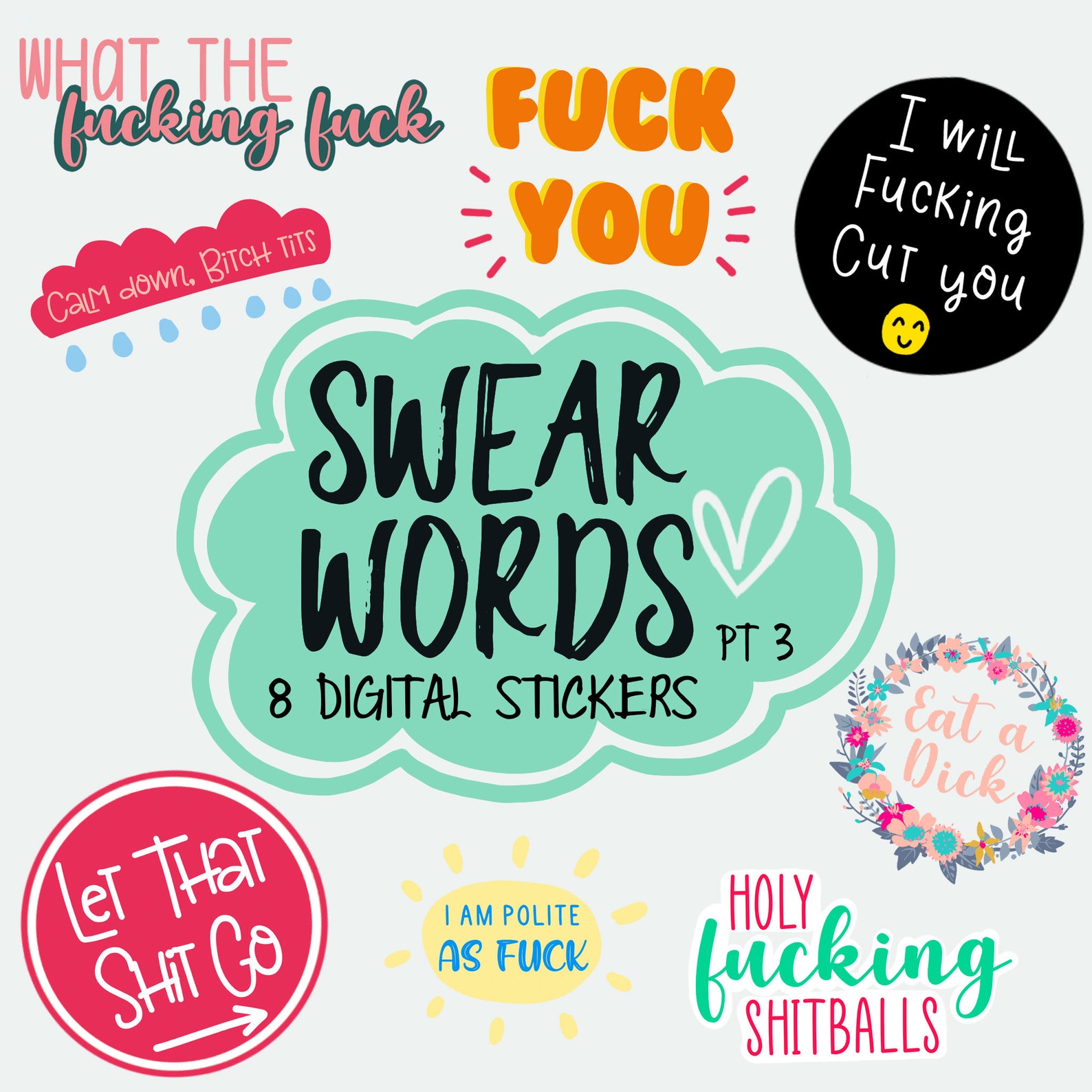Curse Word Sticker Pack Cuss Word Stickers for Goodnotes - Etsy