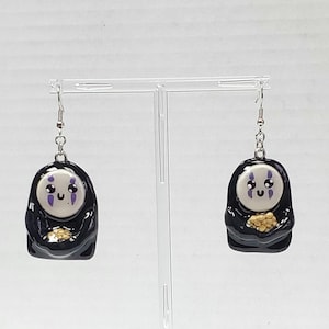 Anime Earrings ! Faceless Dangly earrings! No Face holding gold earrings! Ghibli inspired earrings!