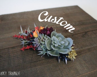 CUSTOM Bridal Hair Comb- *Message Me Your Custom*Please Read Description*- Handmade Succulent & Foliage Bridal Comb (faux succulent, floral)