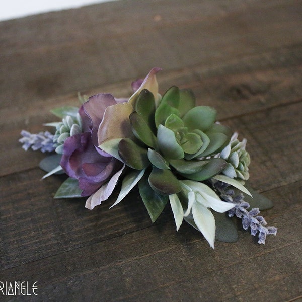 Medium Sized Comb- Handmade Succulents, Lavender, Floral, & Foliage Bridal Medium Comb (faux succulents and floral)