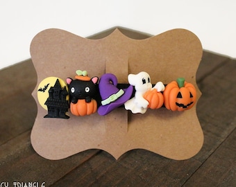 Halloween Obsessed Girl Hair Clip | Halloween Hair Clip | Black Cats Hair Clip | Pumpkin Hair Clip | Witches Hair Clip*For Halloween Lovers*
