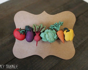 Eat Your Veggies Hair Clip Barrette | Vegetable Hair Clip | Horticulturist | Green Thumb | Vegetarian | Botanist| Chef | Gifts for Gardeners
