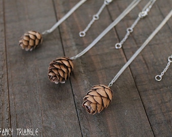 Real Pine Cone Necklace- One Necklace (Natural Mini Pine Cones) *For FALL & WINTER Lovers*