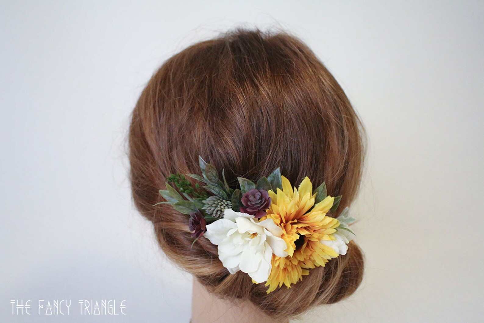 Handmade Sunflower Ivory Flowers Plum Succulents & Foliage Etsy