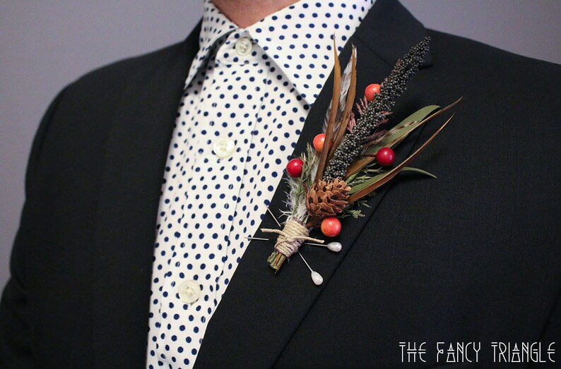 Handmade Rustic Fall Wedding Boutonnieres W Hemp Stems Faux Etsy
