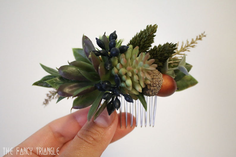 CUSTOM Bridal Hair Comb Message Me Your CustomPlease Read Description Handmade Succulent & Foliage Bridal Comb faux succulent, floral image 5