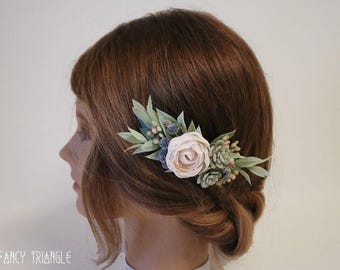 CUSTOM Bridal Hair Comb- *Message Me Your Custom*Please Read Description*-Succulents, Blush Pink Peony, Eucalyptus, and Foliage Hair Comb