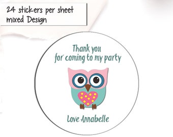 40mm Dinosaur *Thank You For Coming To My Party* Round Stickers for Party Bags /& Sweet Cones 24 x Stickers