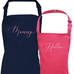 Personalised Apron - Matching Aprons - Calligraphy Design - Mother Daughter - Mother Son Apron Set - Family Apron Set - Nanny Apron