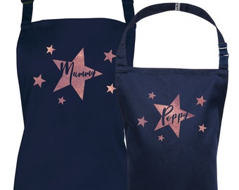 Personalised Apron - Matching Aprons - Star Design - Mother Daughter Apron Set - Family Apron Set - Christmas Gift from Child