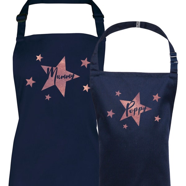 Personalised Apron - Matching Aprons - Star Design - Mother Daughter Apron Set - Family Apron Set - Christmas Gift from Child