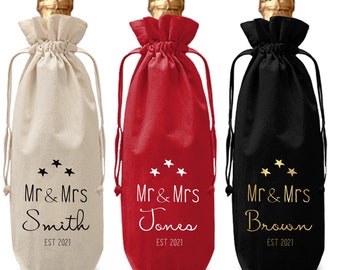 Mr & Mrs Gift - Wedding Wine Bottle Bag - Personalised Champagne Bag - Be my Bridesmaid - Wedding Present