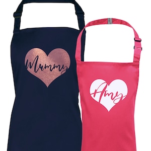 Personalised Apron - Matching Aprons - Heart Design - Mother and Daughter - Mother and Son Apron Set - Family Apron Set - Christmas Gift her