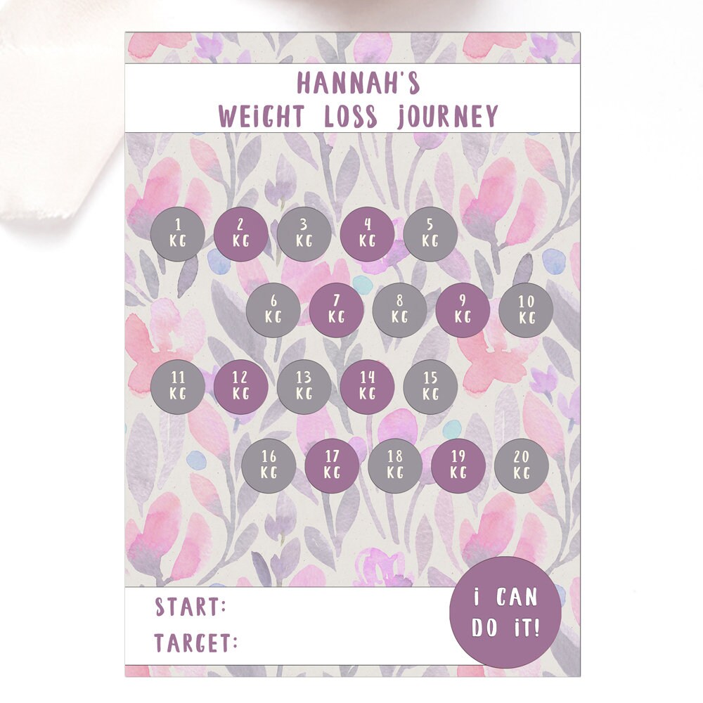 Weight Loss Chart With Sticker Personalised 1030kg Options Etsy UK
