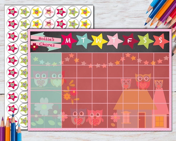 chore reward chart toddler girl potty traning homework routine chart printed potty training with stickers owl personalised reward chart for toddler
