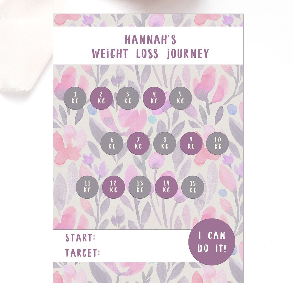 Weight Loss Chart With Sticker Personalised 1030kg Options Etsy UK