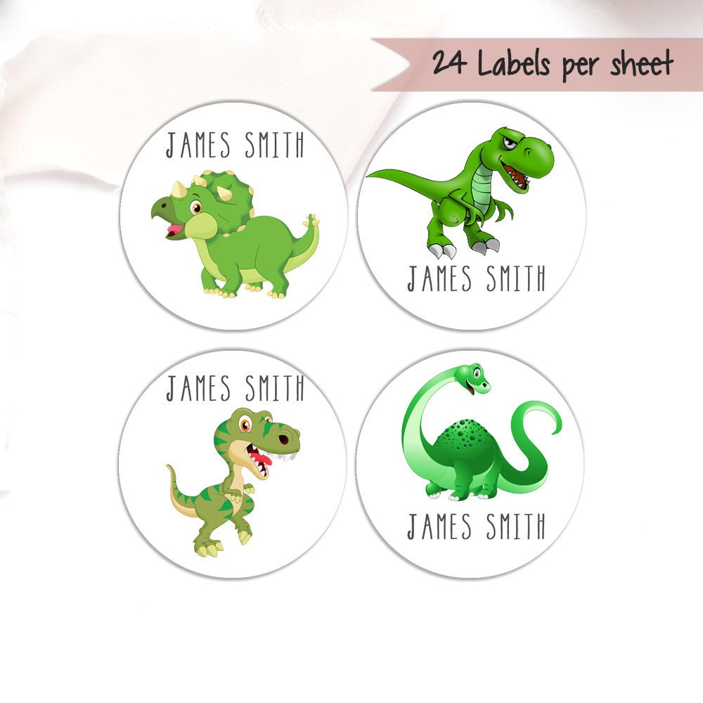 name stickers for kids 24 x personalised dinosaur labels etsy