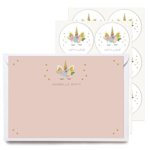 Set di cancelleria per ragazze - Set di scrittura unicorno personalizzato - 12 buste e adesivi per biglietti - Biglietti di ringraziamento - Riempitivo calze Ragazze adolescenti