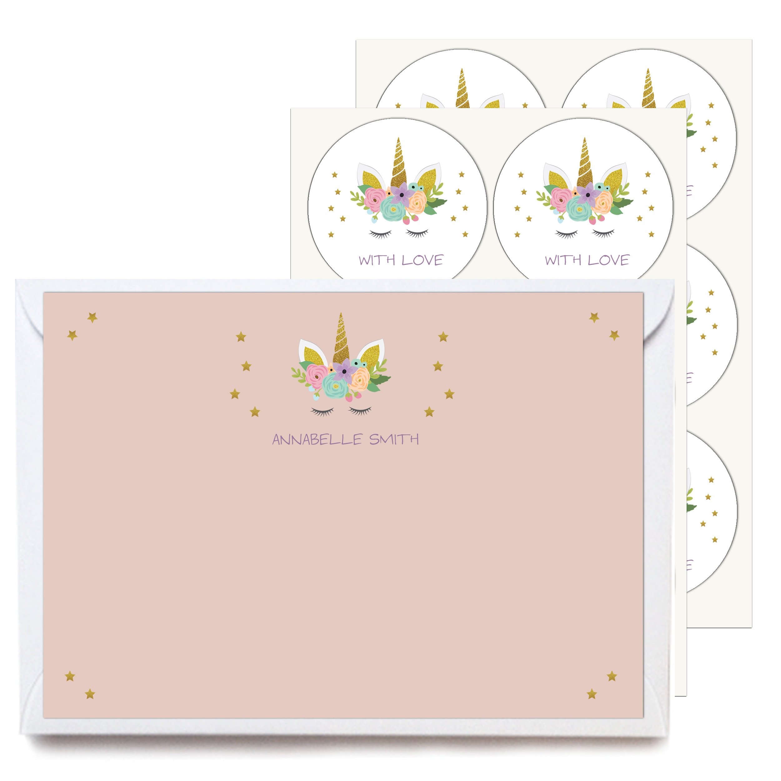 GirlZone Regalo Ragazza Set Carta da Lettere Unicorno per Ragazza