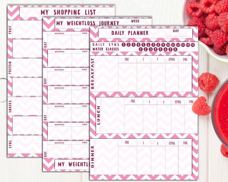 Slimming World Food Diary Printable Pink Colours Food Diary - Etsy