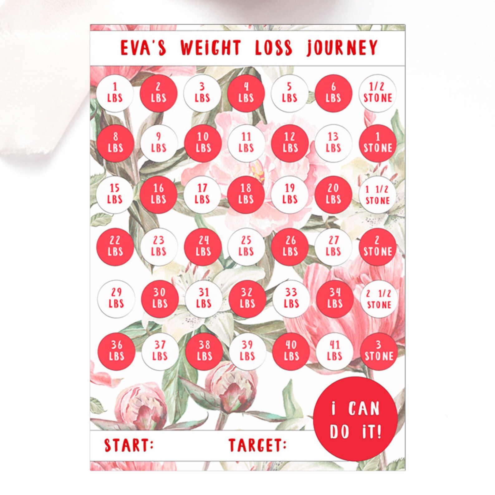 Weight Loss Chart 1 2 3 or 4 Stone Diet laminated Reward | Etsy