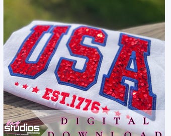 USA Stickdatei | Stickdatei für die Stickmaschine Plattstich | Sofortdownload